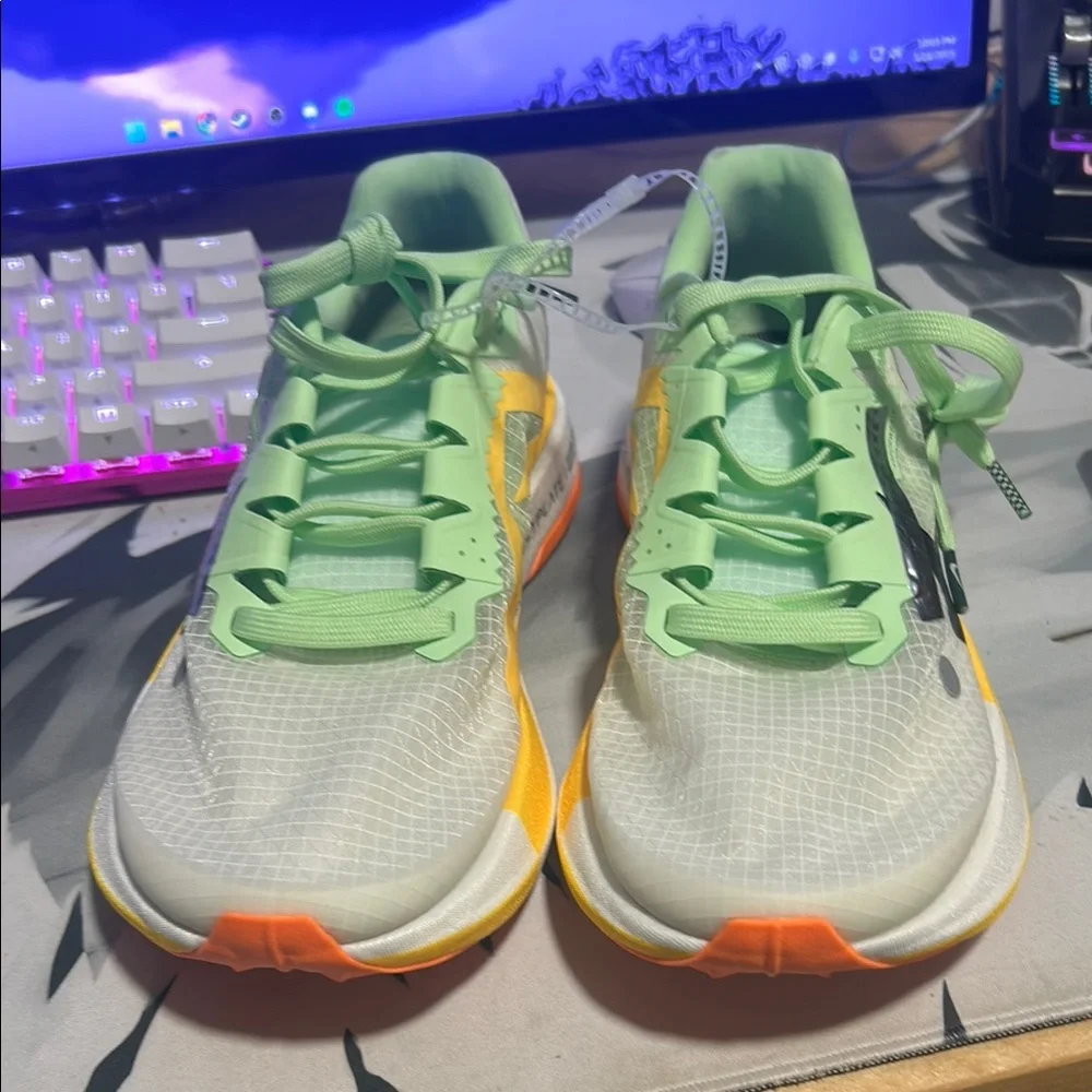 Nike ZoomX Women's Running Shoes - White, Green, Yellow, Orange - Picture 2 of 5